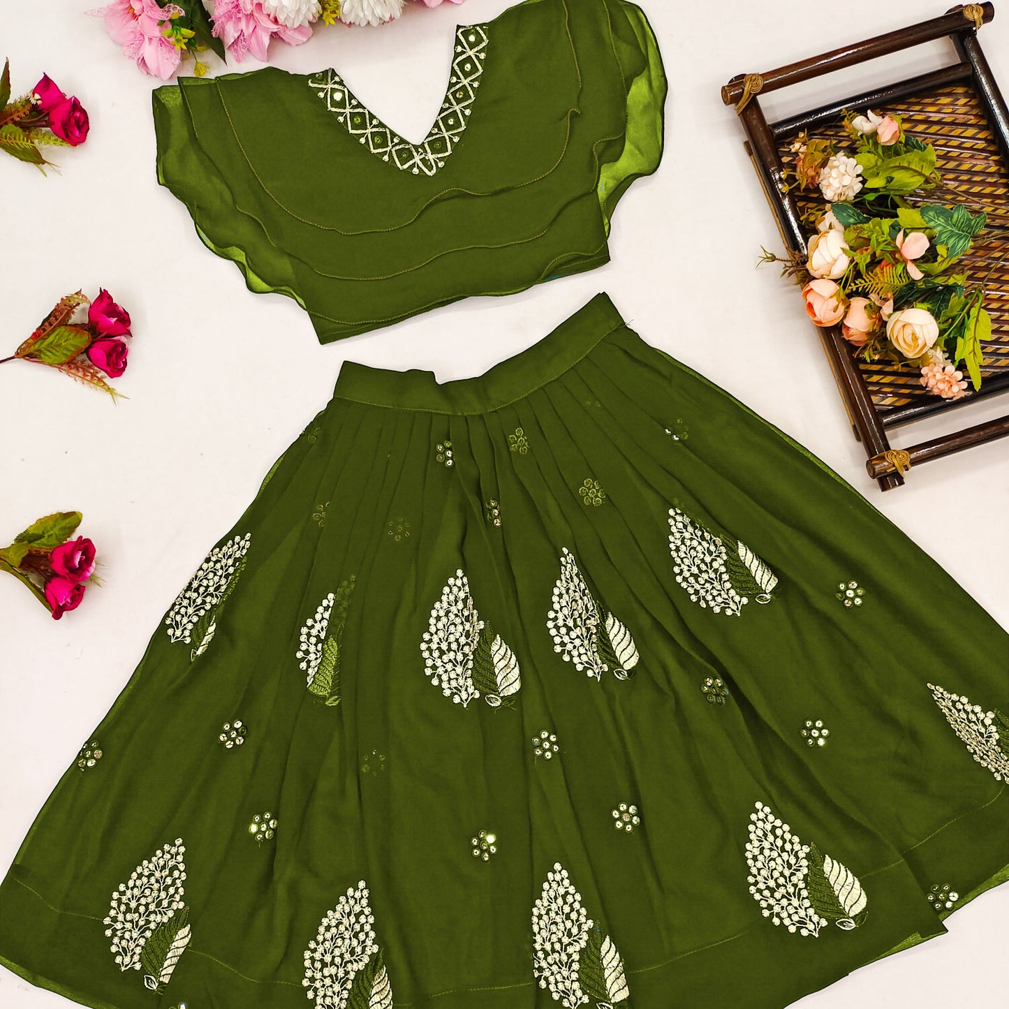 Vibrant Color Combo Kids Lehenga Choli