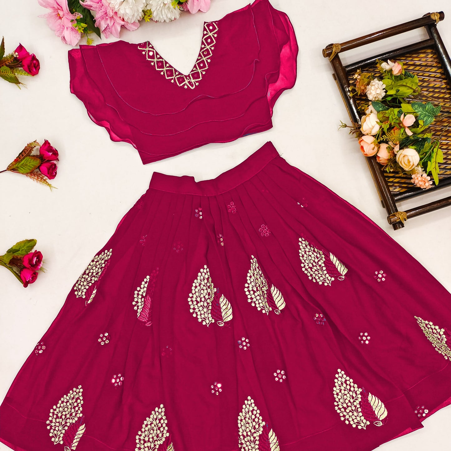 Vibrant Color Combo Kids Lehenga Choli