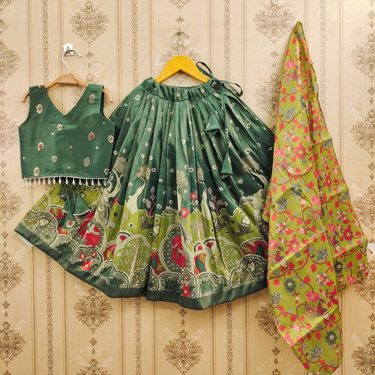 Trendy Kalamkari Kids Choli Set