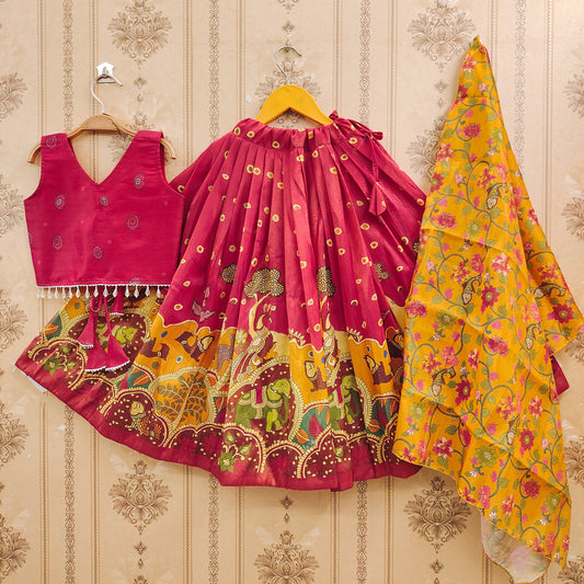 Trendy Kalamkari Kids Choli Set