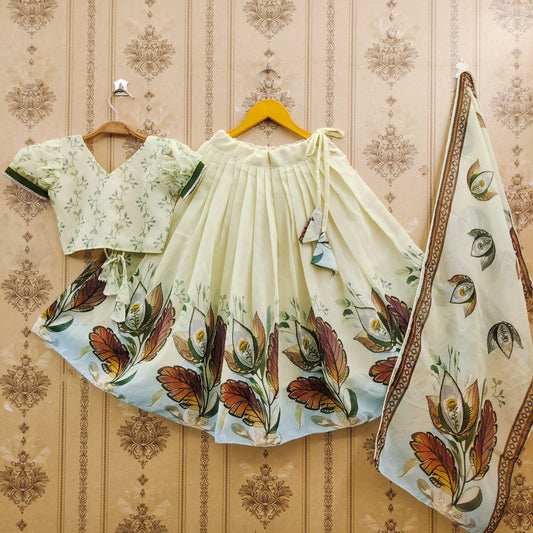Floral Kids Lehenga Choli Pattern