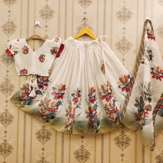 Floral Kids Lehenga Choli Pattern