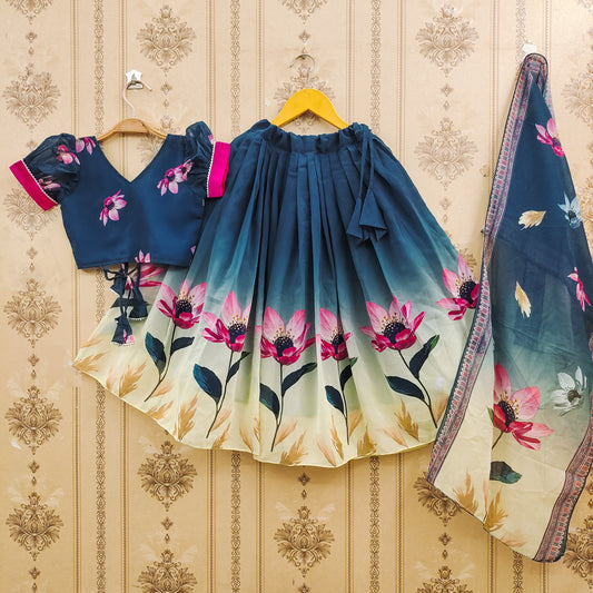 Floral Kids Lehenga Choli Pattern