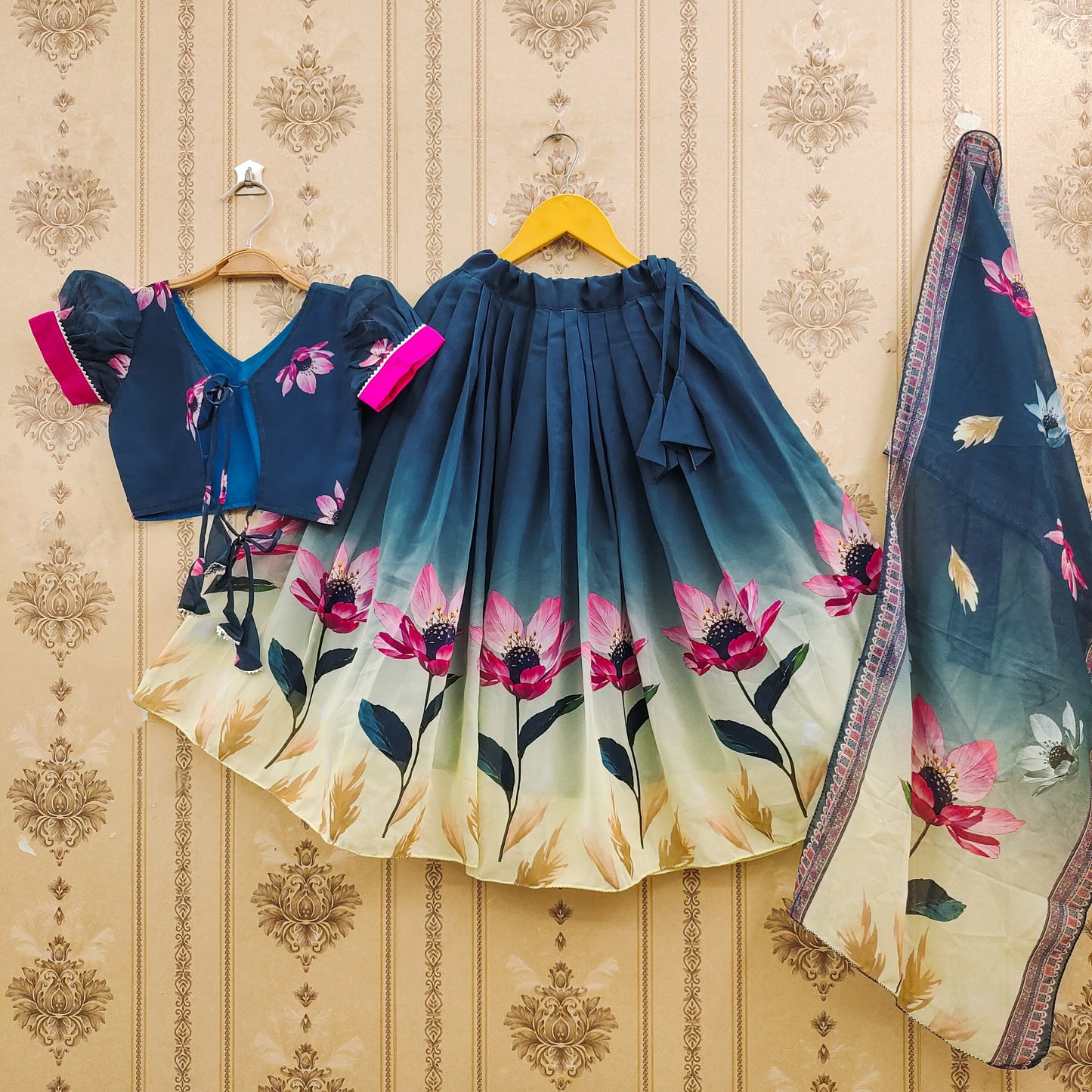 Floral Kids Lehenga Choli Pattern