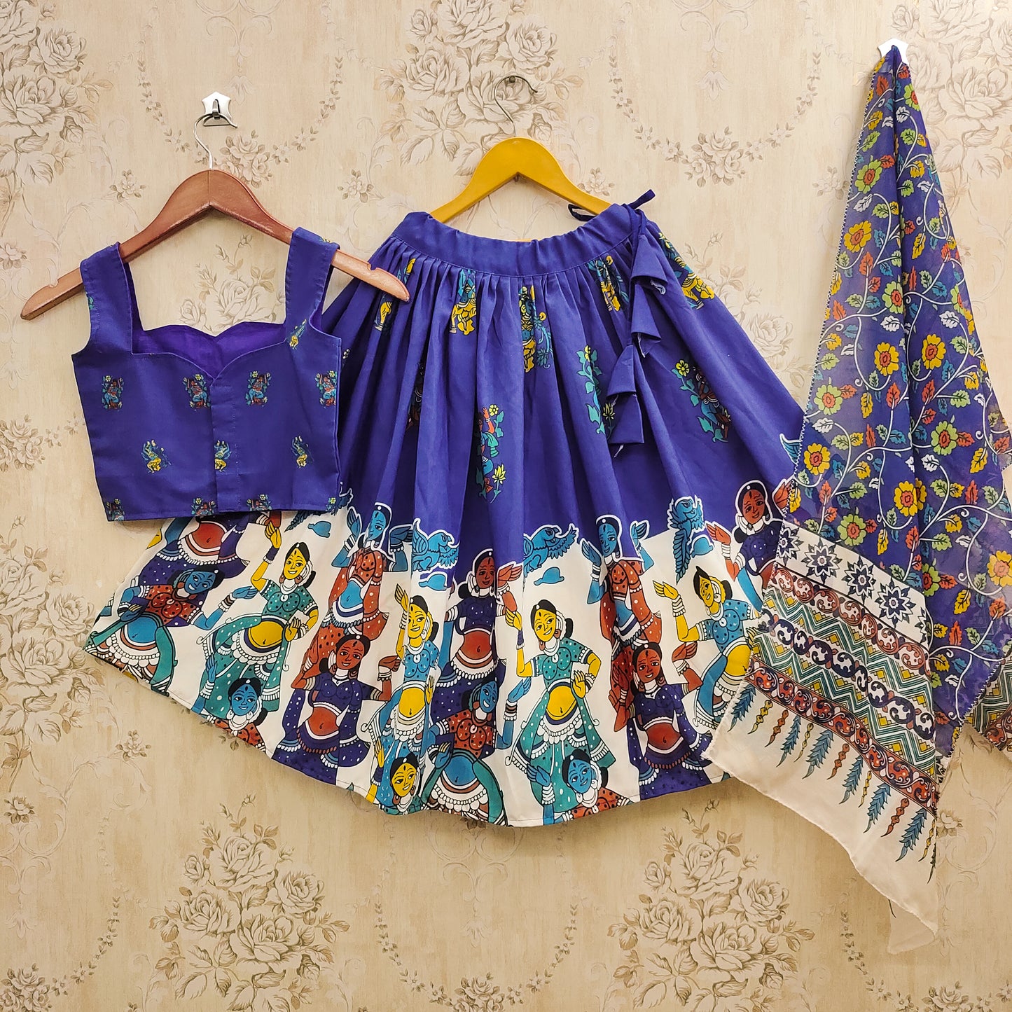 Traditional Kalamkari Kids Lehenga Outfit
