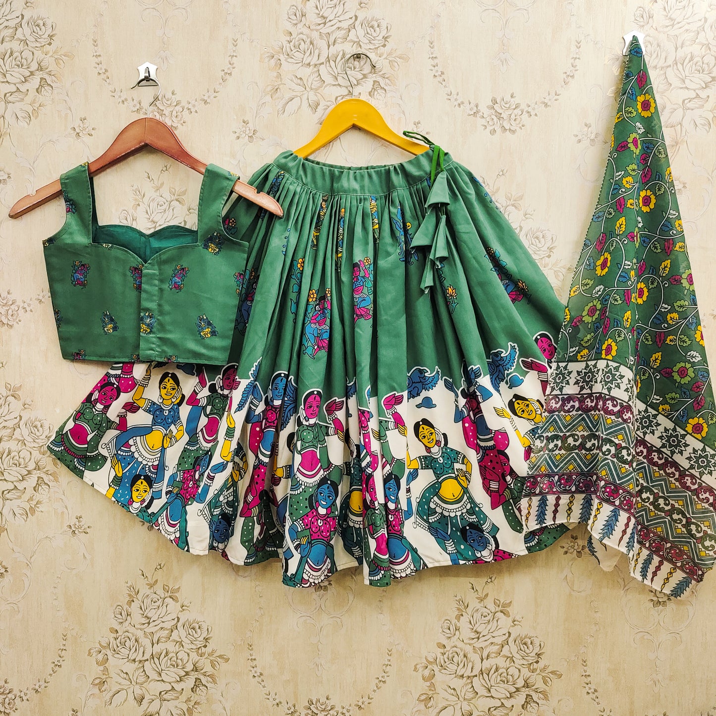 Traditional Kalamkari Kids Lehenga Outfit