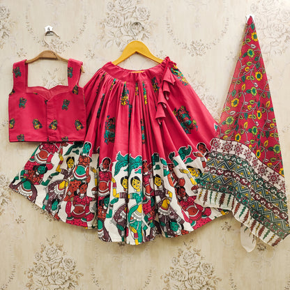 Traditional Kalamkari Kids Lehenga Outfit