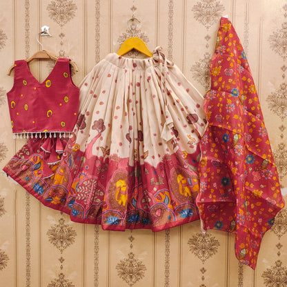 Trendy Kalamkari Kids Choli Set