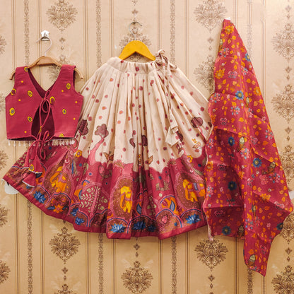 Trendy Kalamkari Kids Choli Set
