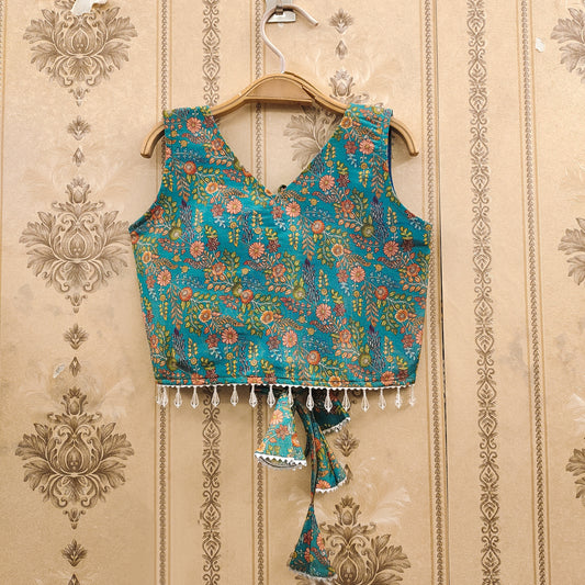 Trendy Kalamkari Kids Choli Set