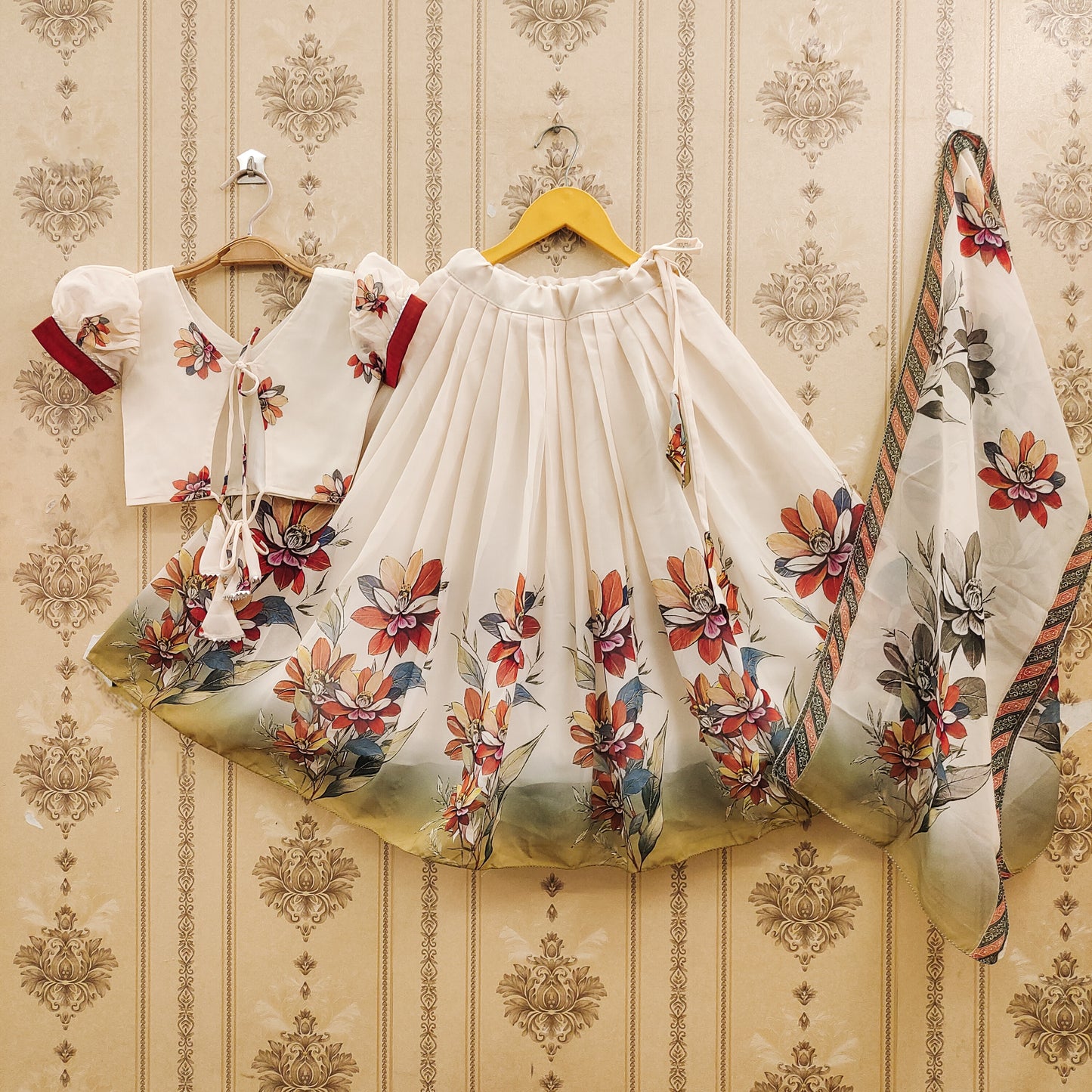 Floral Kids Lehenga Choli Pattern