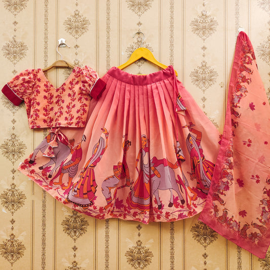 Floral Kids Lehenga Choli Pattern